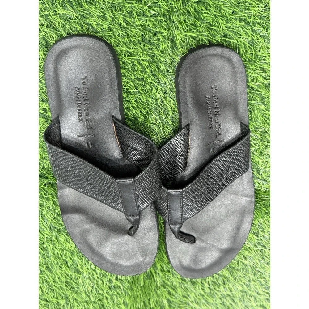 To Boot New York Adam Derrick Leather Sandals Flip Flop Thong Men Size 11 Black